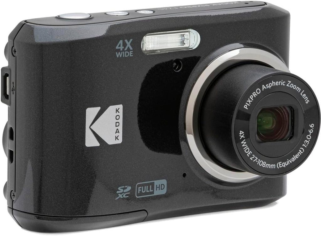KODAK PIXPRO FZ45-BK 16MP Digital Camera 4X Optical Zoom 27mm Wide Angle 1080P Full HD Video 2.7" LCD Vlogging Camera, Bundle with Camera Case and 32GB SD Card, Kodak 1-Year Limited Warranty. (Black)