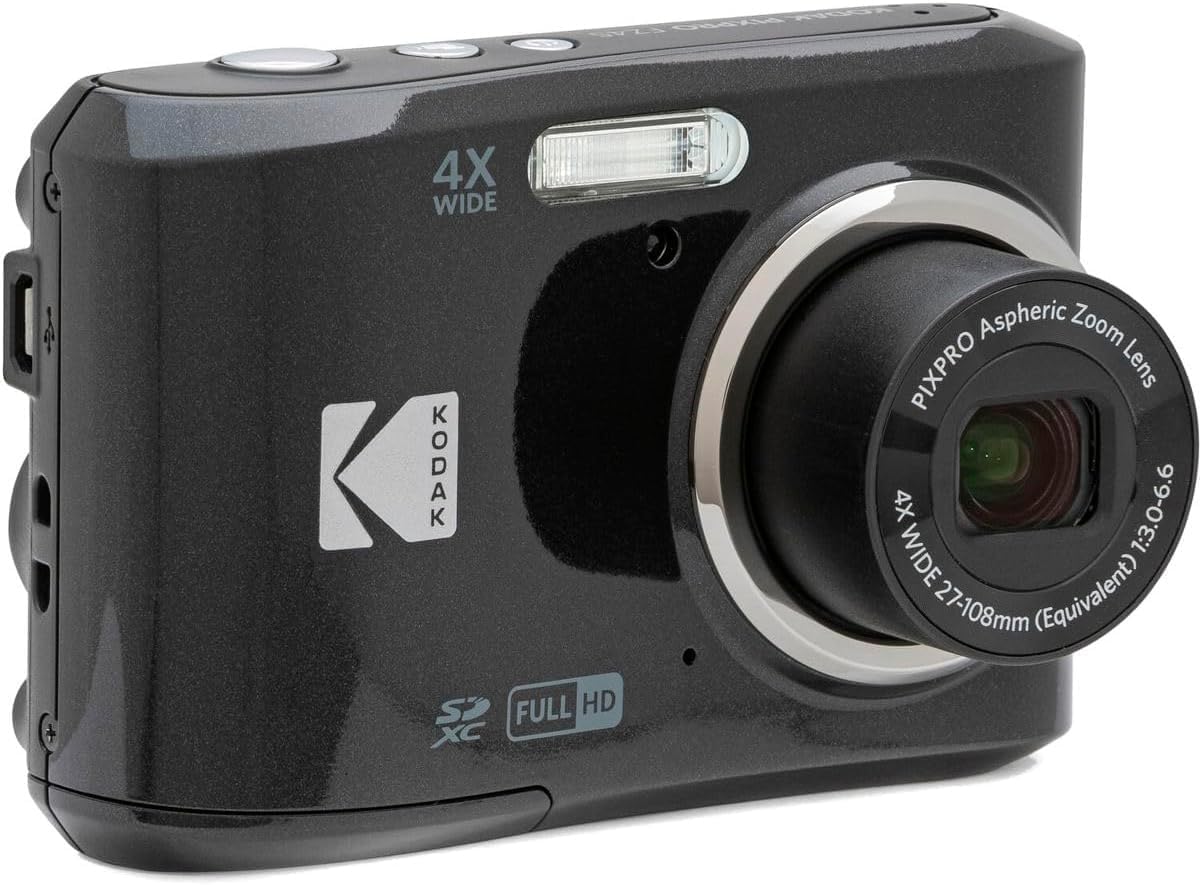 KODAK PIXPRO FZ45-BK 16MP Digital Camera 4X Optical Zoom 27mm Wide Angle 1080P Full HD Video 2.7" LCD Vlogging Camera, Bundle with Camera Case and 32GB SD Card, Kodak 1-Year Limited Warranty. (Black)