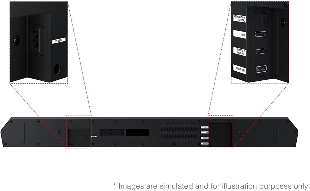 Samsung Q-Series Soundbar HW-Q600F, 3.1.2 Channel, Dolby Atmos Soundbar with Wireless Subwoofer, Q-Symphony, Adaptive Sound, SpaceFit Sound, Game Pro Mode, 4K Pass-Through Home Theater Audio System