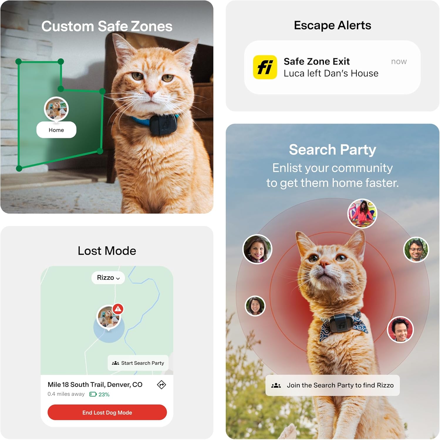 Fi Mini GPS Tracker for Cats — Lightweight Collar Attachment, Virtual Fences, Escape Alerts, Step & Health Tracking, Waterproof Cat Tracker — 12-Month Membership Included