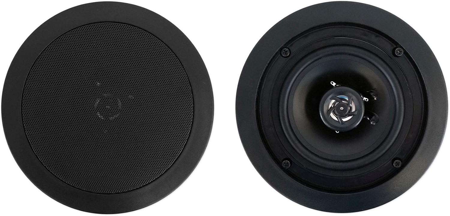 Rockville CC525T Bundle: (4) Pair 5.25-in 70V Commercial in-Ceiling Speakers, RCS180-6 180W 6-Zone Rack Mount Digital Hybrid Amplifier Receiver, Bluetooth, for Bedroom/Living Room/Bathroom, 5-Items