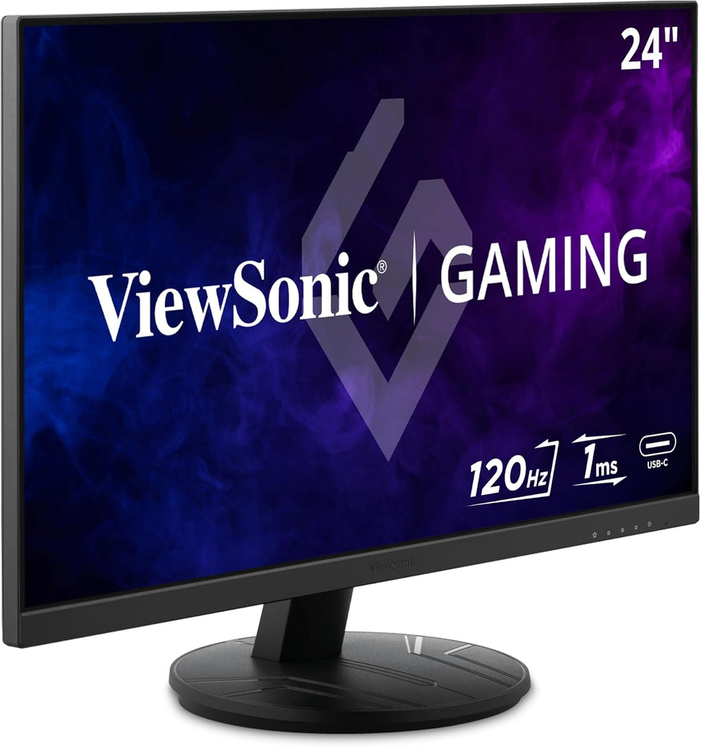 ViewSonic VX2416A 24 Inch 1080p Gaming Monitor, IPS Display with 120Hz and 1ms for Smooth Home Entertainment, Eye Care Technology, DisplayPort, USB-C, and HDMI Inputs