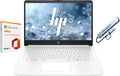 HP 14" Business Laptop, 1-Year Office 365 with Copilot AI, 16GB RAM 576GB Storage (64GB SSD+512GB SD Card), Dual-Core Intel Processor, Windows 11, PLUSERA 8-in-1 Hub Included, Snowflake White