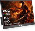AOC Portable Monitor 15.6'' FHD 1080P IPS 125% sRGB, USB-C HDMI Travel Monitor for Laptop, Ultra Slim External Second Screen for Work, Gaming, Mac, PS5, Xbox, Switch with Speakers & HDR, Black