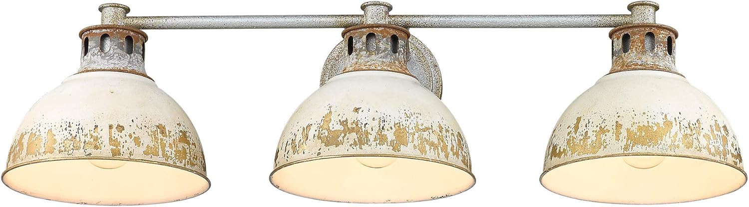 Kinsley 3 Light Bath Vanity Aged Galvanized Steel with Antique Ivory
