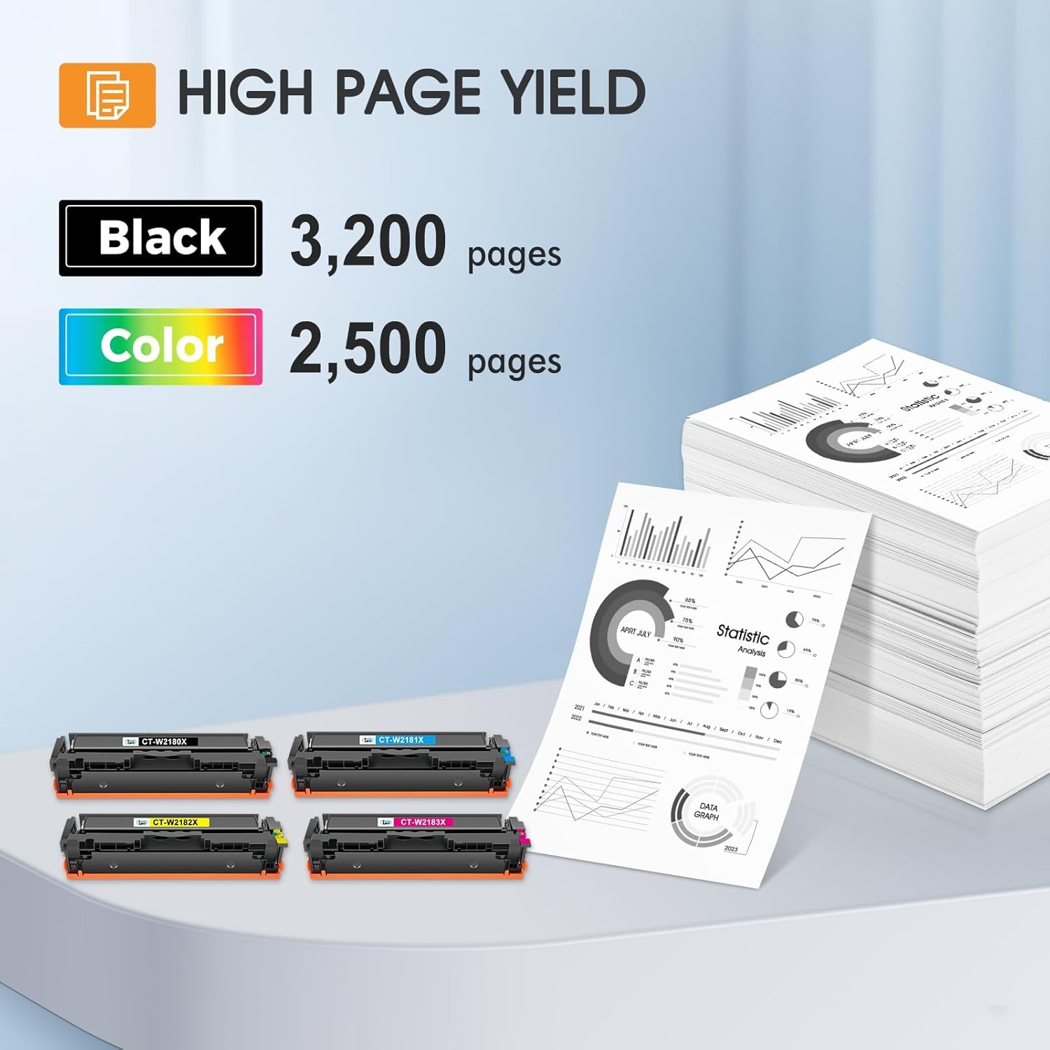218X Toner Cartridges 4 Pack 218 3301fdw 3201dw 3301 218A Compatible for HP 218X 218A Color LaserJet Pro MFP 3301cdw 3301sdw Printer Ink Set W2180X High Yield with Chip (Black Cyan Yellow Magenta)