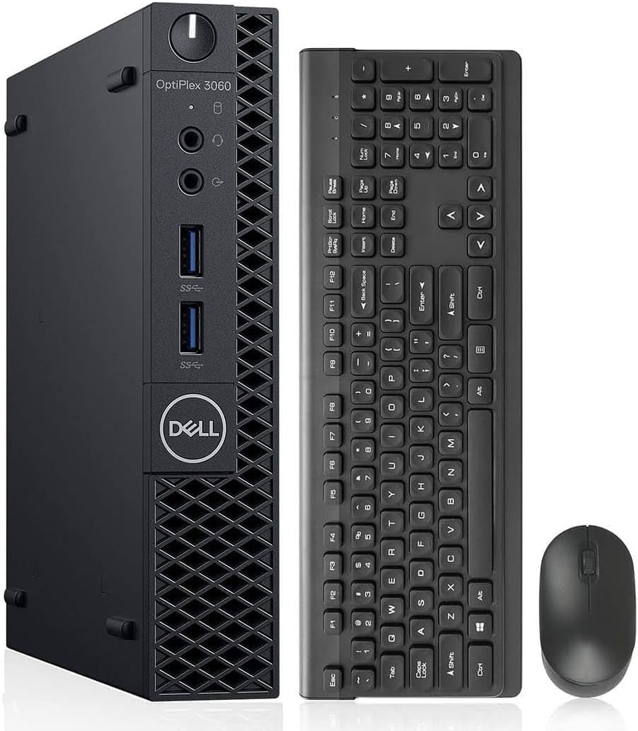 Dell OptiPlex 3060 mini Desktop Computer PC, Intel Core i5-8500, 8GB RAM, 256GB SSD, Wi-Fi, Bluetooth, Keyboard & Mouse, Windows 11 Pro (Renewed)
