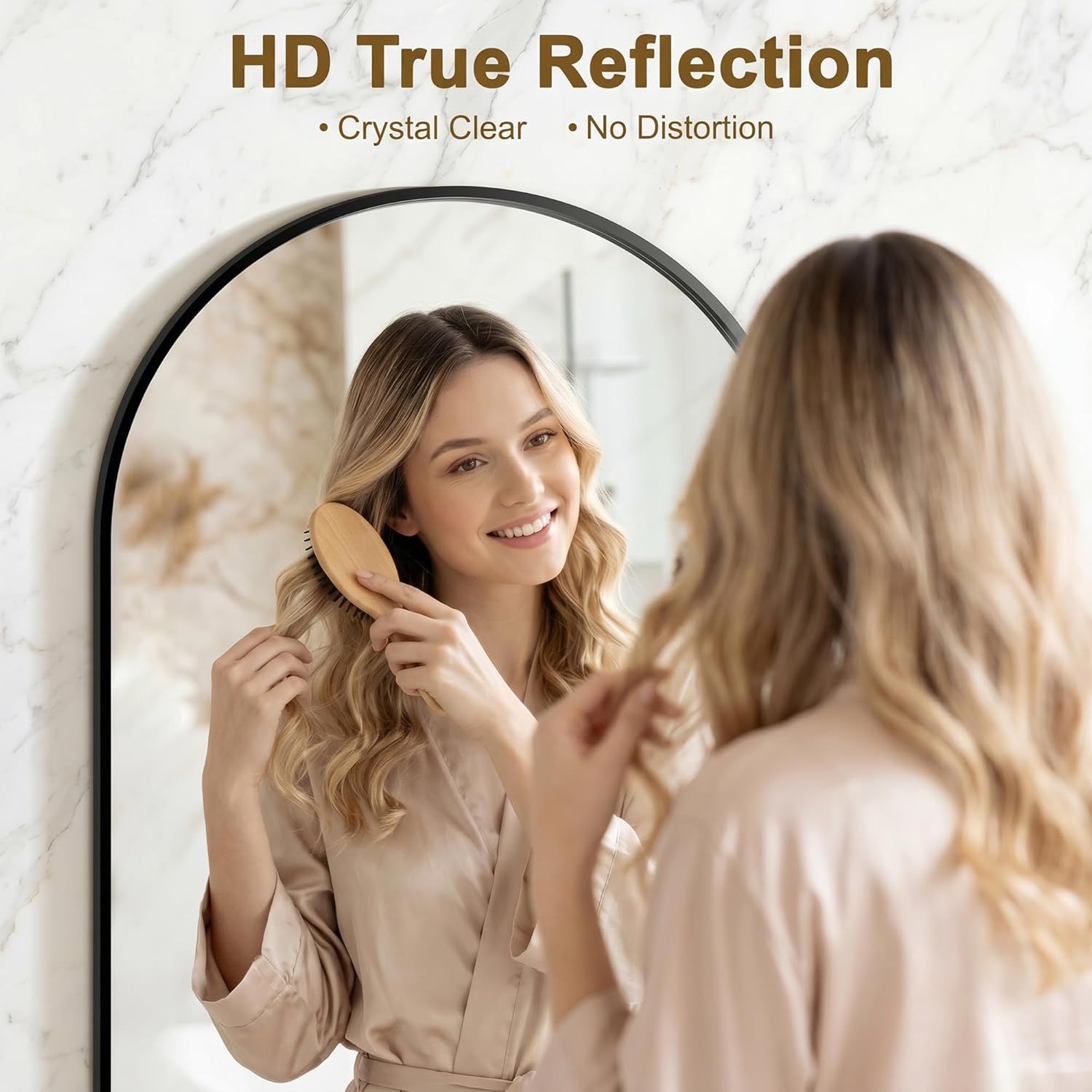 Arched Bathroom Mirror for Wall, 2 Pack 38"x26" Black Vanity Bathroom Mirror for Over Sink with Tempered Glass, Metal Framed Arch Mirror for Bedroom, Living Room, Entryway