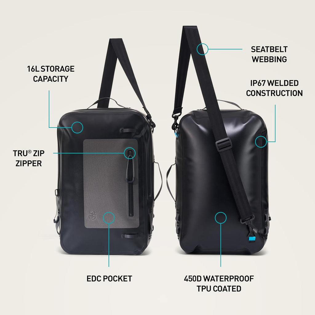 Seeker Collection Dry Day Bag Waterproof Dry Day Bag IP67 16L Marine Tote with Sealed Zipper Electronics Pocket Carry Handles for Boating Travel