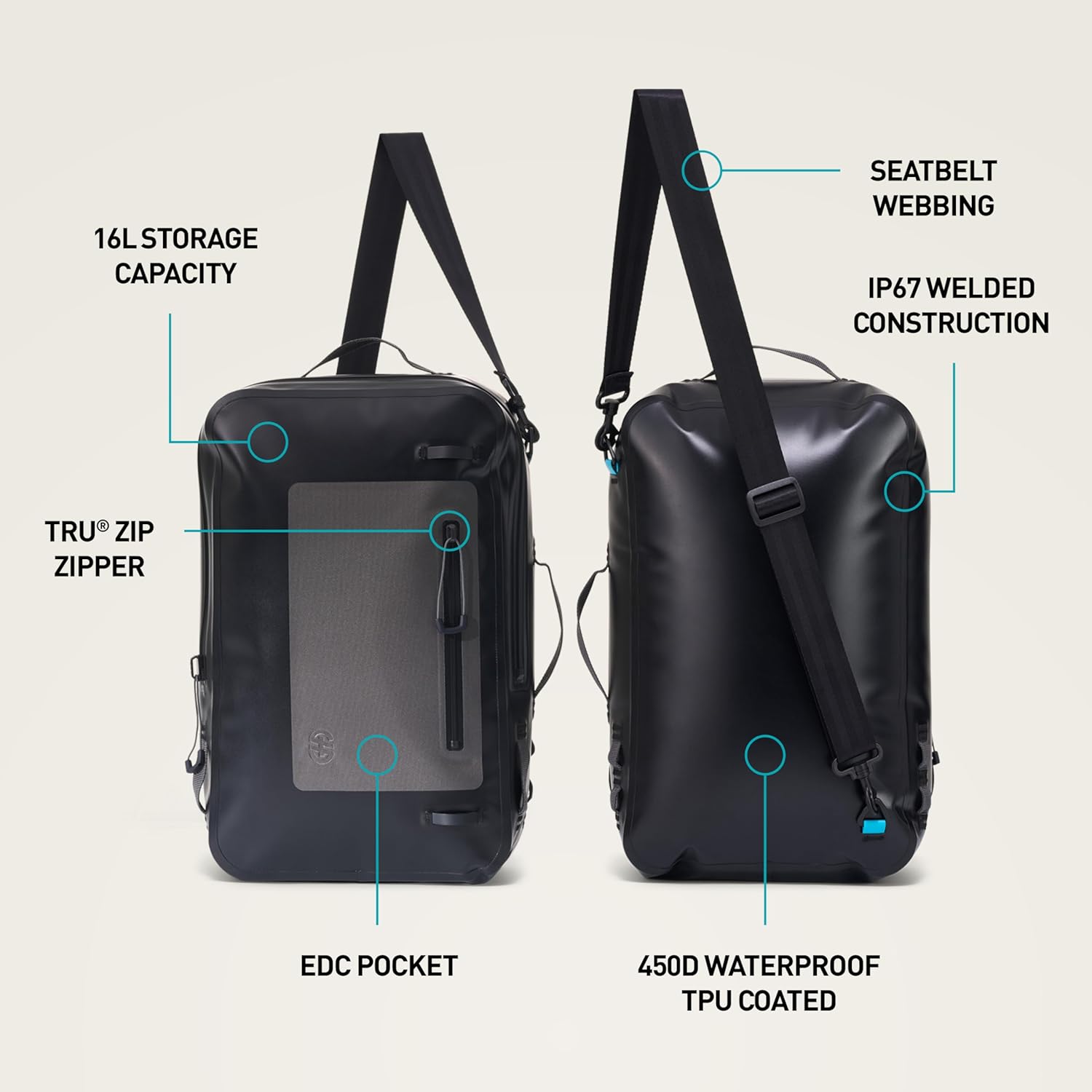 Seeker Collection Dry Day Bag Waterproof Dry Day Bag IP67 16L Marine Tote with Sealed Zipper Electronics Pocket Carry Handles for Boating Travel