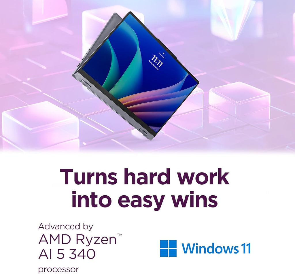 Lenovo IdeaPad 5 2-in-1 Laptop - Copilot+ PC - AMD Ryzen AI 5 340 CPU - 16" WUXGA IPS Touchscreen Display - 16GB RAM - 1TB Storage - AMD Radeon 840M GPU - Luna Grey