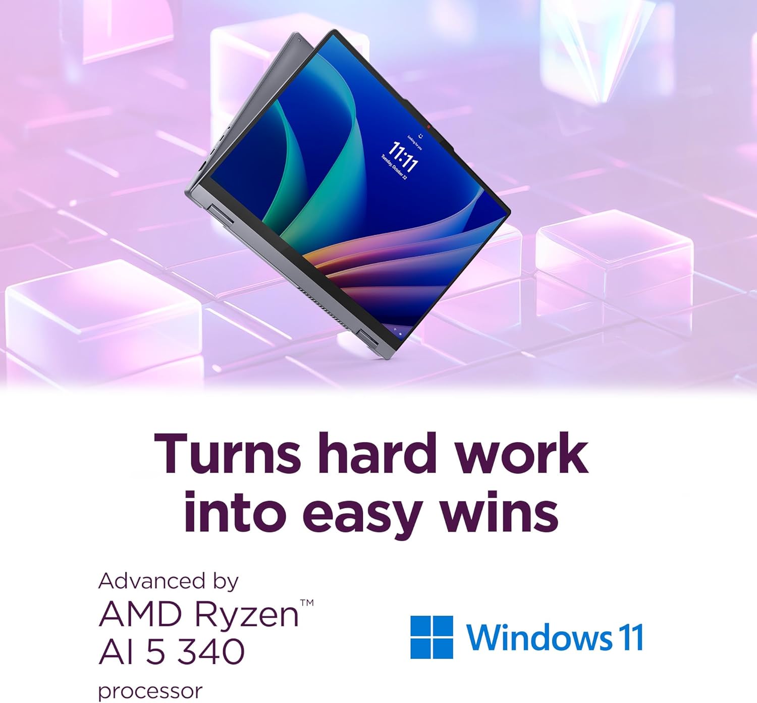 Lenovo IdeaPad 5 2-in-1 Laptop - Copilot+ PC - AMD Ryzen AI 5 340 CPU - 16" WUXGA IPS Touchscreen Display - 16GB RAM - 1TB Storage - AMD Radeon 840M GPU - Luna Grey