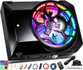 1600W Car Subwoofer, 10" Ultra-Thin Powered Under-Seat Sub with Built-in Amplifier, LPF/Gain/Bass Boost, Touch Control, Physical Switch Rhythm LED Ambient Light, Independent Bass Knob