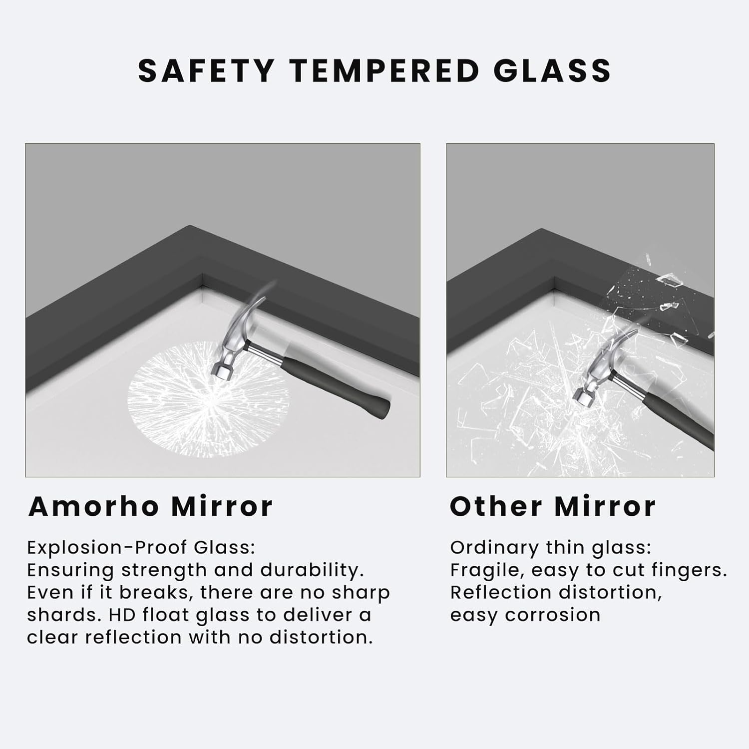Amorho Black Bathroom Mirror, 50 X30 Inch Thick Metal Framed Wall Mirrors for Over 2 Sinks, Bedroom, Living Room, Entryway, Large Rectangle Wall-Mounted Mirrors.