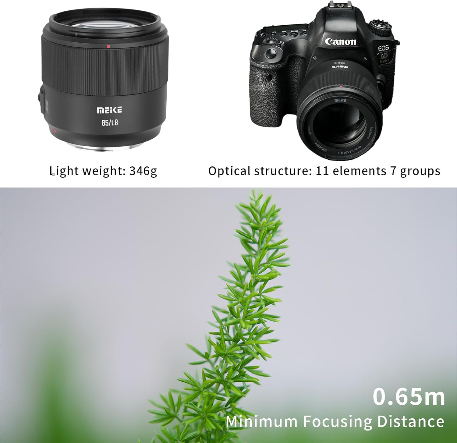 Meike 85mm F1.8 SE Mark II STM AF Full Frame Auto Focus Medium Telephoto High Resolution 8K Portrait Lens Compatible with Canon EOS EF Mount Digital SLR Cameras T8i T7 850D 5D 6D 5D Mark IV 6D Mark II