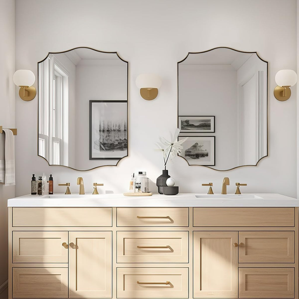 ANDY STAR Gold Vanity Mirror, 22x30 Inch Brushed Gold Mirror for Bathroom, Unique Rectangle Mirror in Rust-Proof Stainless Steel 1" Frame, Ideal for Bathroom, Powder Room, Mantel