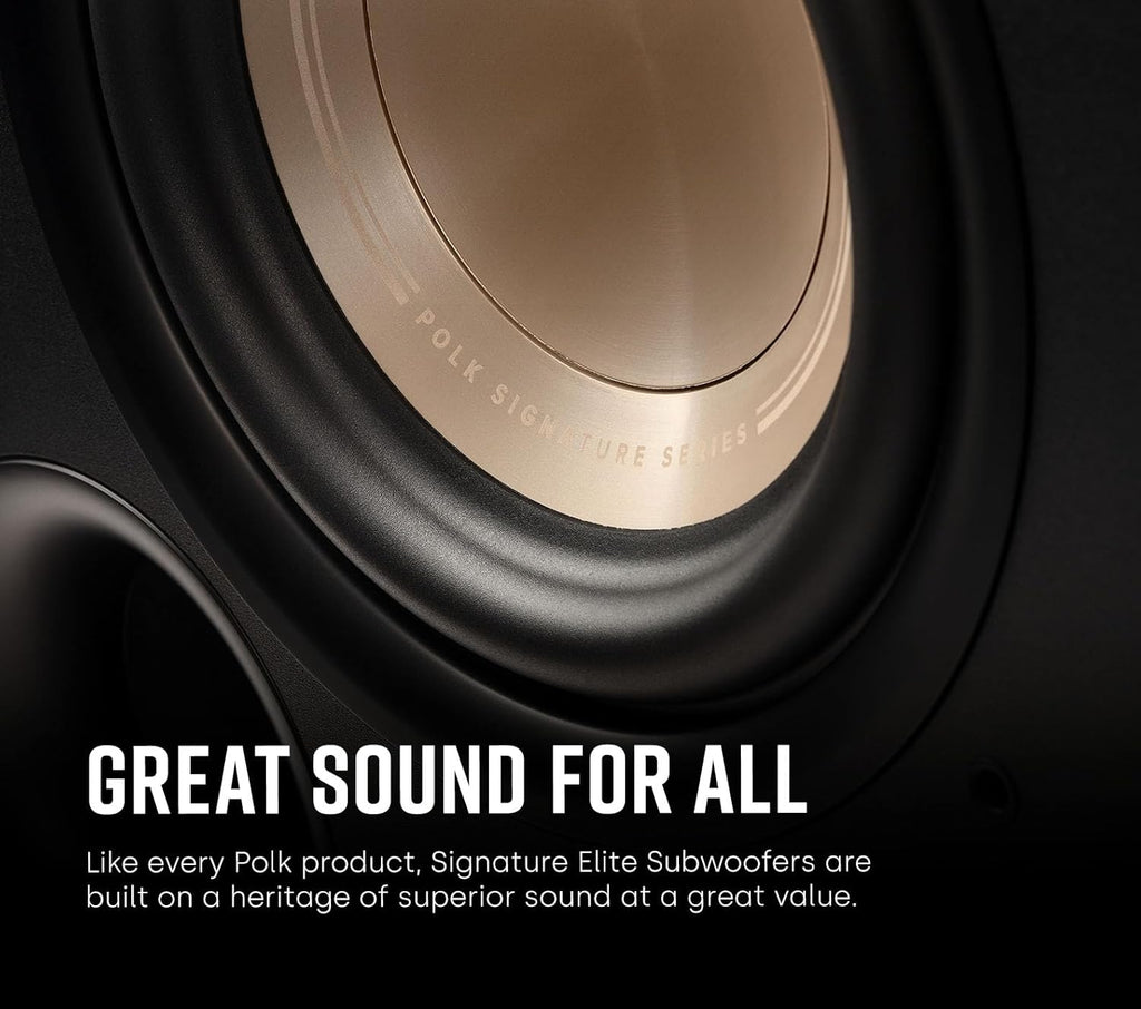 Polk Audio Signature Elite ES8 Powered Subwoofer (Black), 8" Long-Throw Woofer with Mineral-Filled Polymer Cone, 100W Class D Amplifier, Front Firing Home Subwoofer, Time-Smart Phase Control