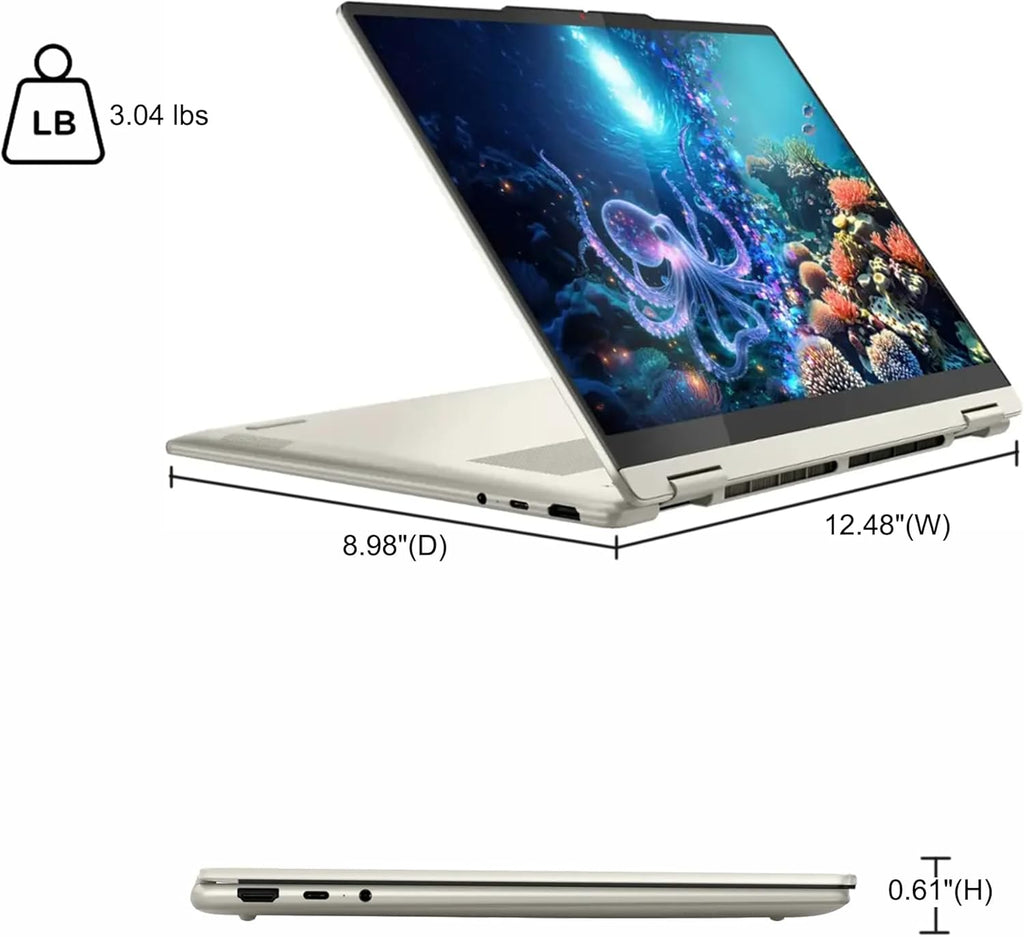 Lenovo Yoga 7 2-in-1 Laptop 14" WUXGA OLED Touch (100% DCI-P3, 600nits HDR) AMD 6-core Ryzen AI 5 340 (Up to 50 Tops) 16GB RAM 512GB SSD Pen for Designer Business Work Win11Pro ICP Hub