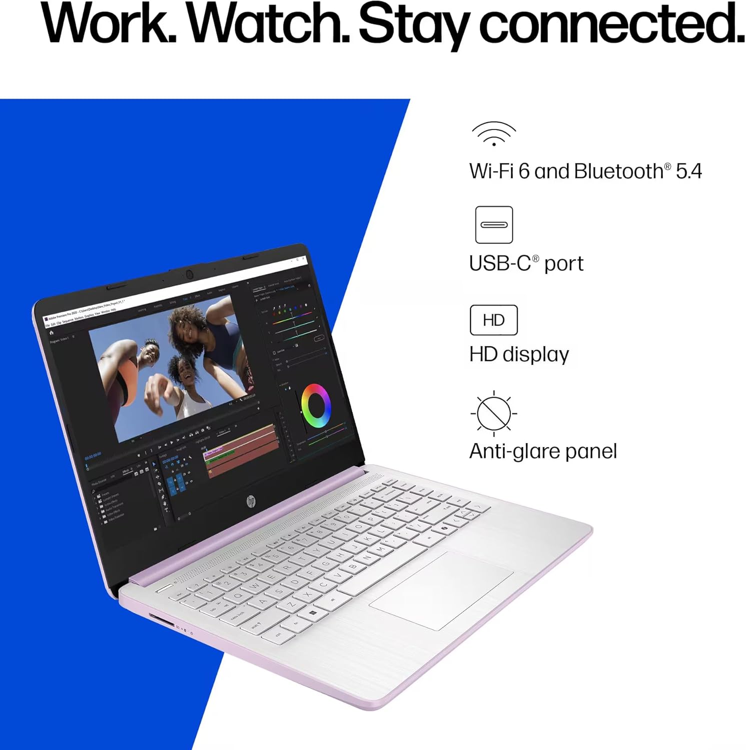 HP 14” Ultra Light Thin Laptop Computer 2026 Premium, MS Office, Copilot AI, 4-Core Intel CPU, 4GB DDR5 RAM, 628GB Storage (128GB UFS+500GB Ext), Long Battery, MarxsolAccessory, Win 11 Pro, Lavender