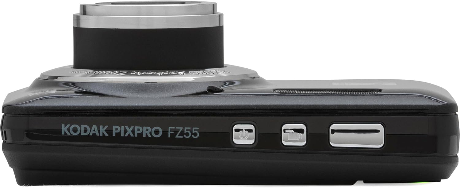 Kodak PIXPRO FZ55 Black 16MP Digital Camera 5X Optical Zoom 28mm Wide Angle 1080P Full HD Video 2.7" LCD Camera + 64GB Card and Reader + Memory Wallet