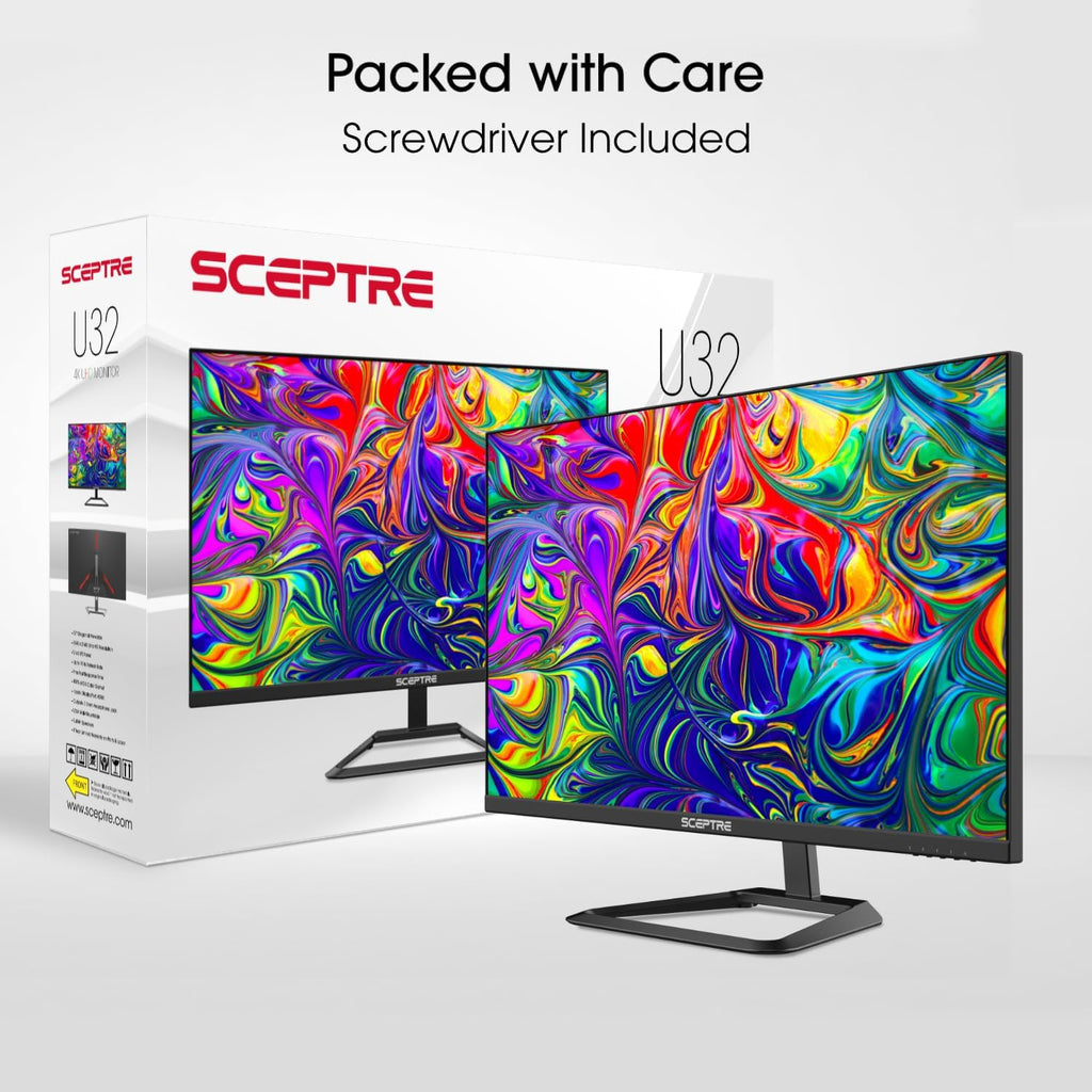 Sceptre 32-inch 4K UHD 3840 x 2160 Monitor DisplayPort x2 HDMI x2 99% sRGB Build-in Speakers, Machine Black 2026 (U325W-UPT Series)