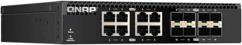 QNAP QSW-3216R-8S8T-US 16-Port Half-Width Rackmount 10GbE Unmanaged Switch for SMB/SOHO high-Speed Networking environmen