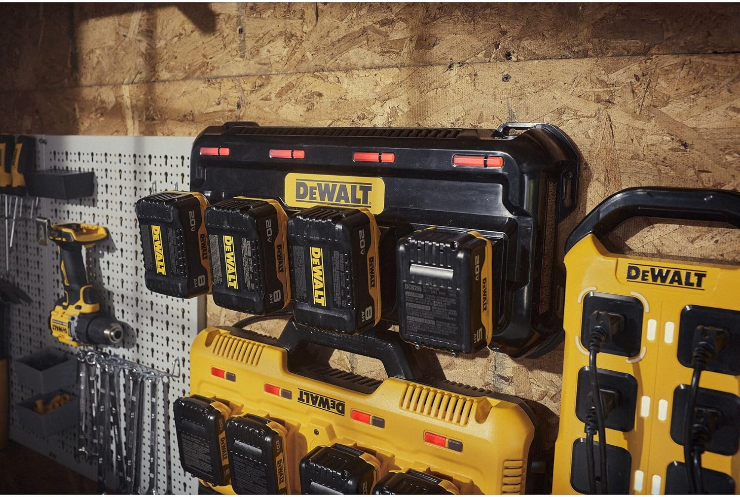DEWALT Battery Charger 12V MAX, 20V MAX, FLEXVOLT 20V/60V MAX, 4 Amp, Fast Charger, Multiport Simultaneous Charging Station (DCB1404)
