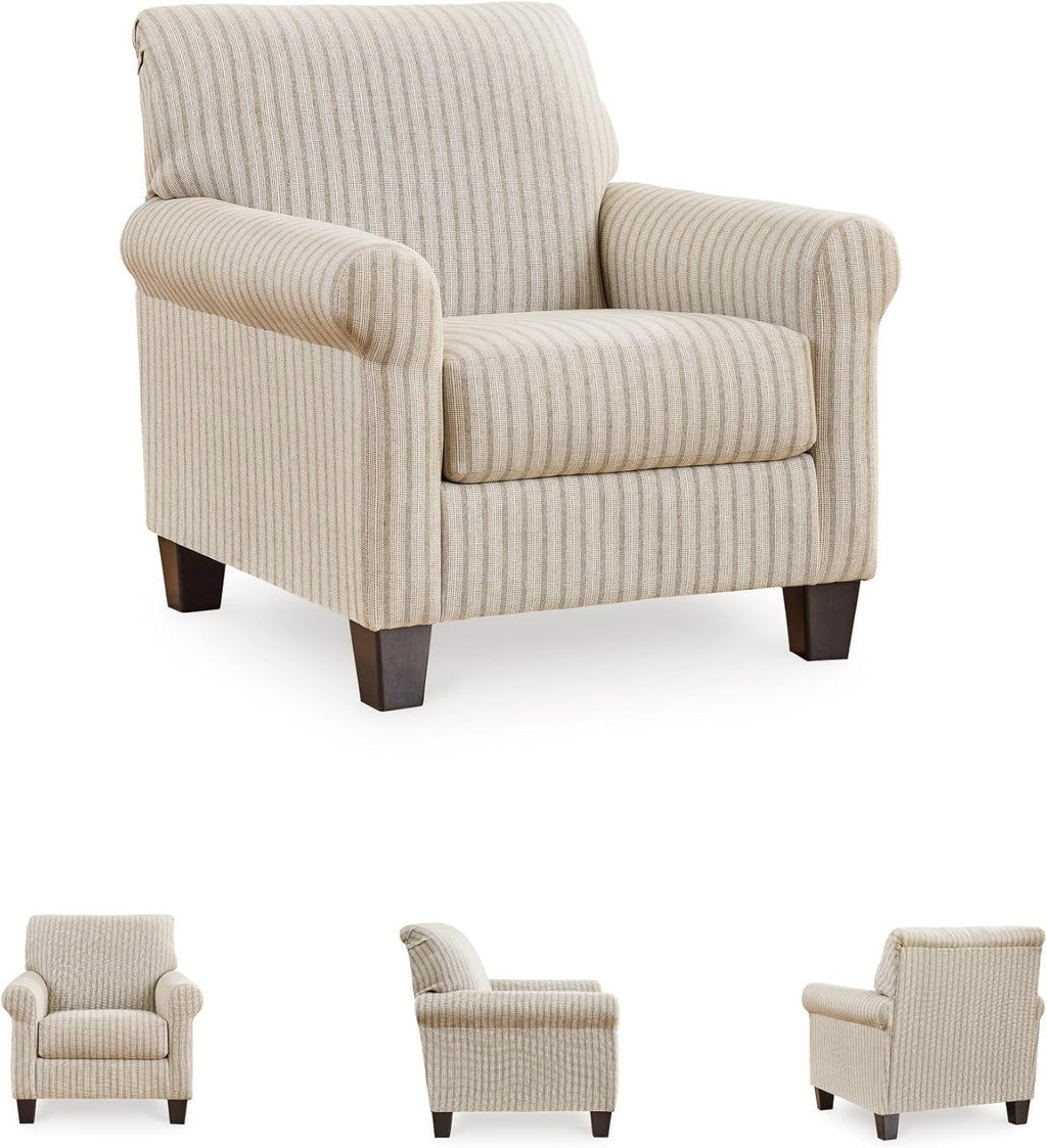 Signature Design by Ashley Valerani Classic Striped Upholstered Accent Chair, Beige