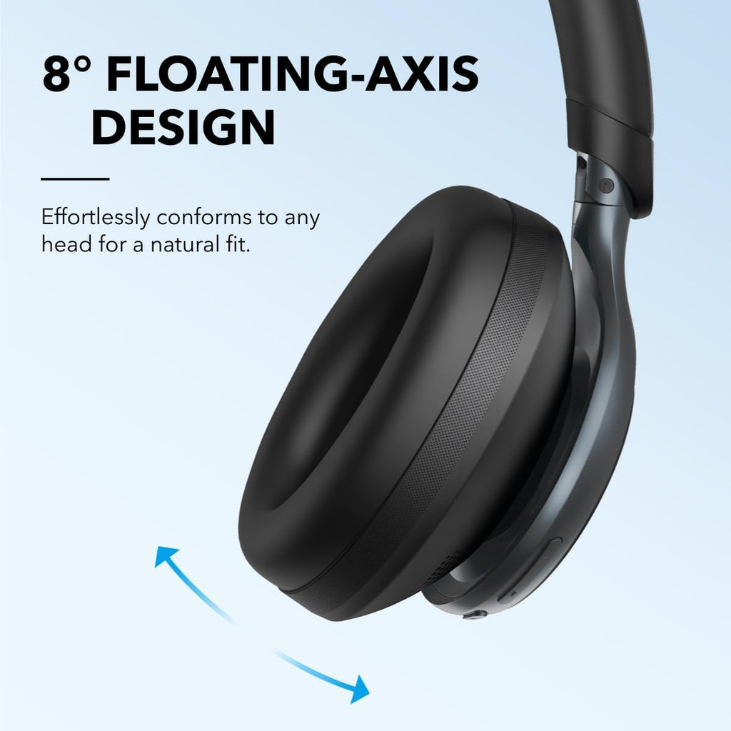 Soundcore by Anker, Space One, Active Noise Cancelling Headphones, 2X Stronger Voice Reduction, 40H ANC Playtime, LDAC Hi-Res Wireless Audio, Comfortable Fit, Clear Calls, Bluetooth 5.3 (Abyss Black)