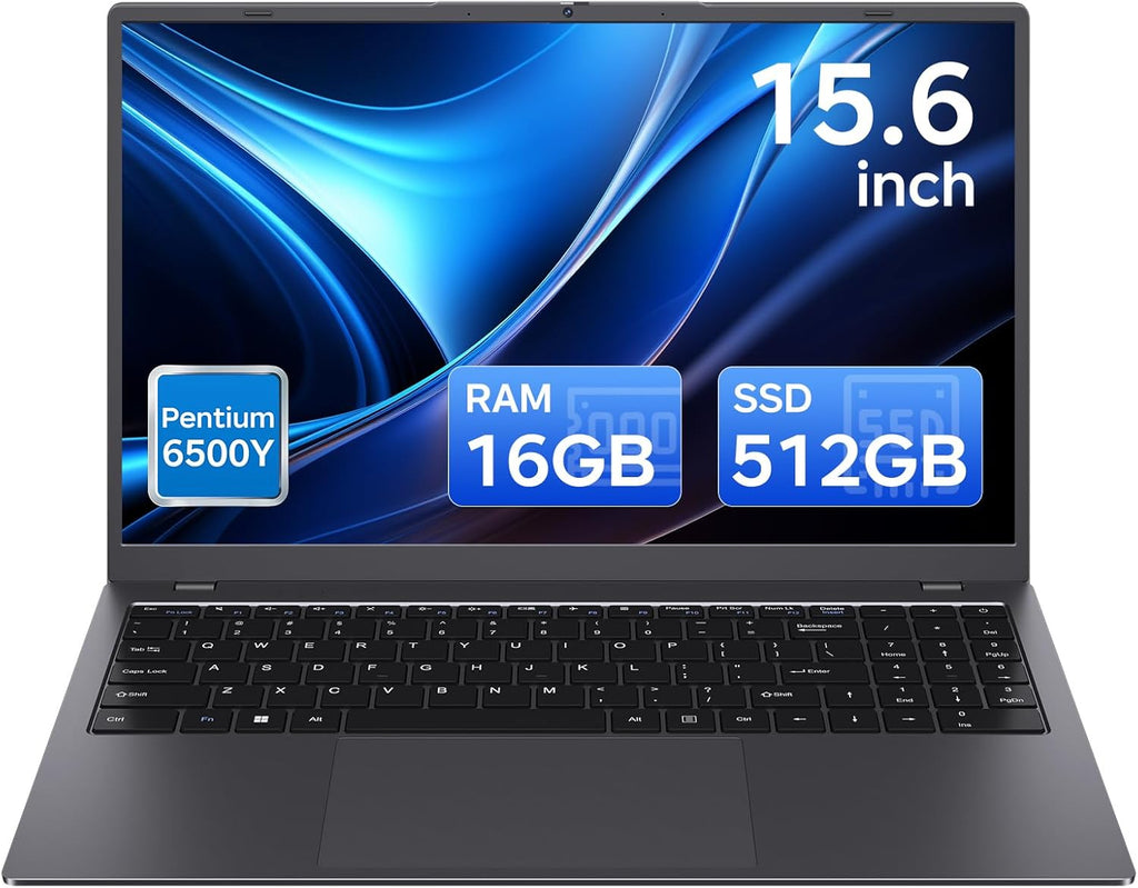 15.6 inch Laptop 16GB RAM - 512GB SSD Laptop Good for Business and Student, Pentium Processor (Up to 3.4GHz), IPS FHD Display, WIFI5 and BT5.0, Dual USB C, USB 3.2, HDMI
