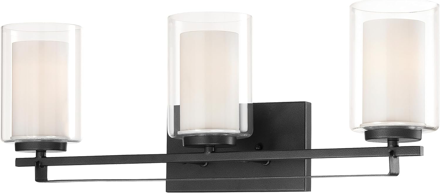 Minka Lavery 6103-66 Parsons Studio Vanity Bath Light, 3-Light, 300 Total Watts, 24-in H x 8.75-in W, Sand Coal Black