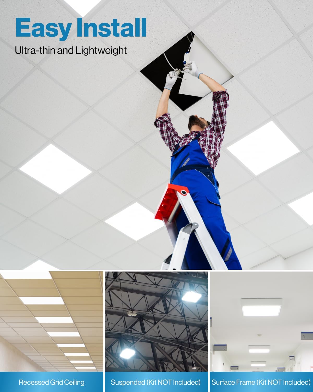 Sunco 6 Pack 2x2 LED Flat Panel Lights for Drop Ceiling, Troffer Replacement Light Fixture, 5200 LM, Selectable Features, 30W/35W/40W, 4000K/5000K/6000K, Dimmable (0-10V) ETL/DLC