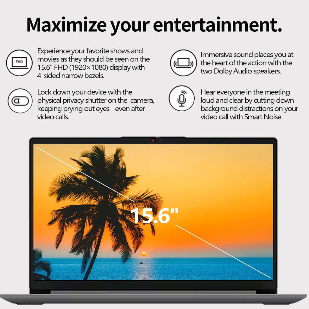 Lenovo IdeaPad 15.6" FHD Laptop for Home & Students, Intel Celeron N6000, 8GB RAM, 128GB eMMC, Up to 10-Hour Battery, Windows 11, Office 365 with 1TB Cloud, 1-Year ADP, Bundle with PCO Laptop Cooler