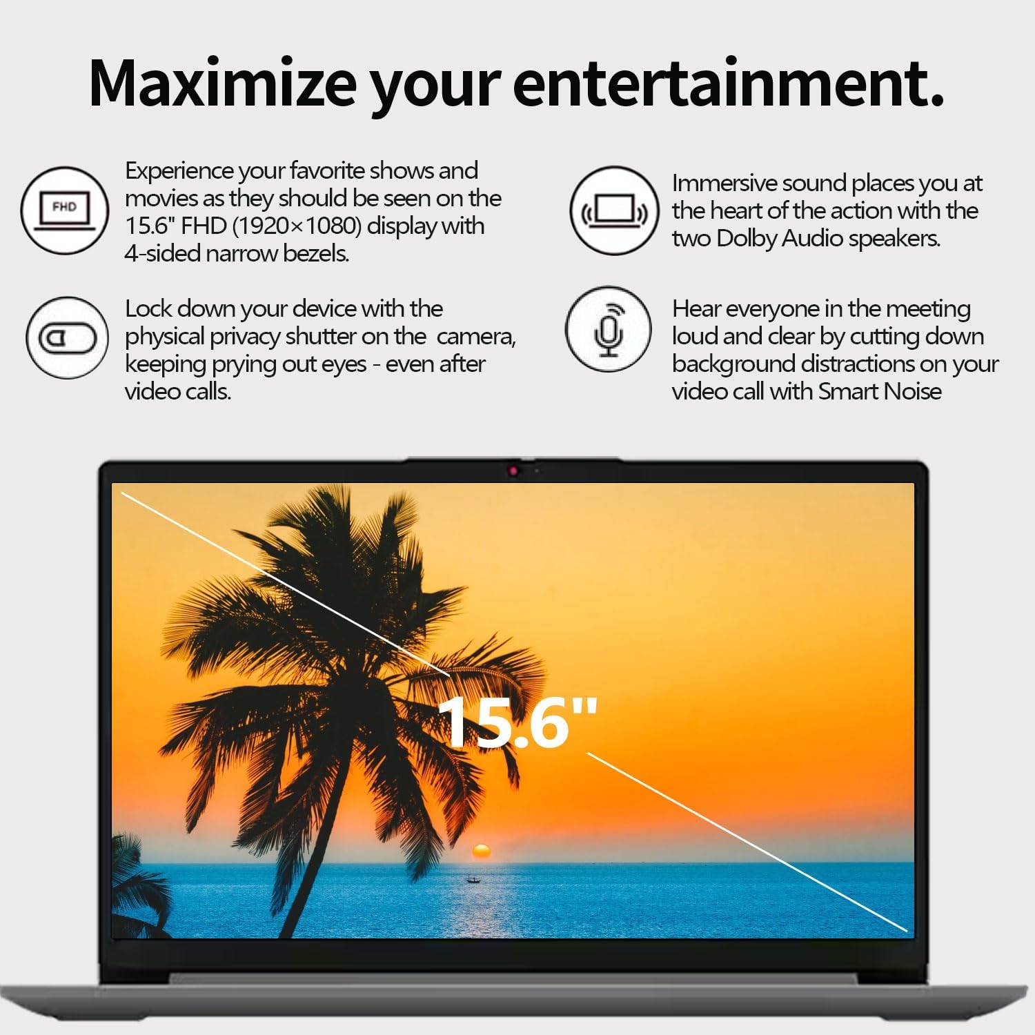 Lenovo IdeaPad 15.6" FHD Laptop for Home & Students, Intel Celeron N6000, 8GB RAM, 128GB eMMC, Up to 10-Hour Battery, Windows 11, Office 365 with 1TB Cloud, 1-Year ADP, Bundle with PCO Laptop Cooler