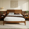 Merax 3 Pieces Bamboo Bedroom Sets, Mid-Century Modern King Size Platform Bed with Tall Headboard, Storage Drawer Night Stands Set, Wood Slats Support, No Box Spring Needed, Easy Assembly, Brown