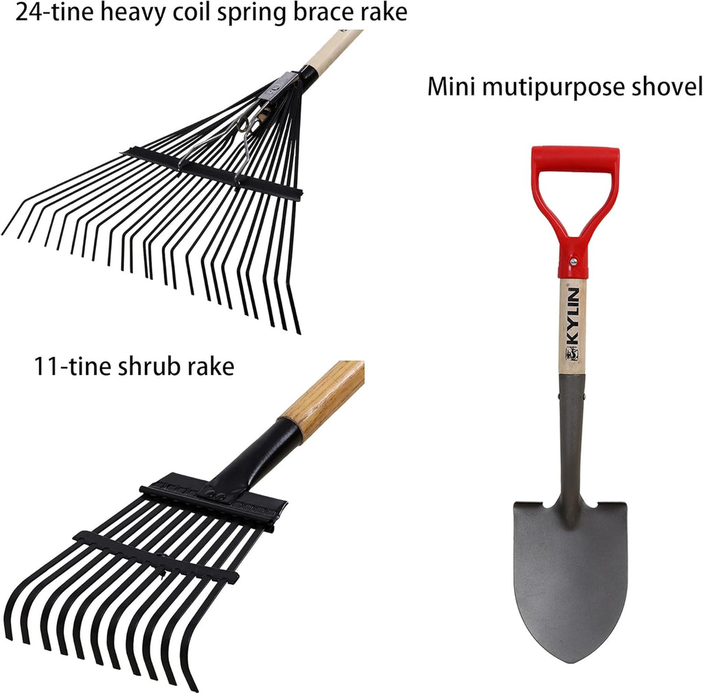 GardenAll 7-Piece Long Handle Garden Tools Set, Include Shovel Rake Hoe,Gardening Tools for Women,Lightweight Ergonomic Wood Handle Yard Work Set