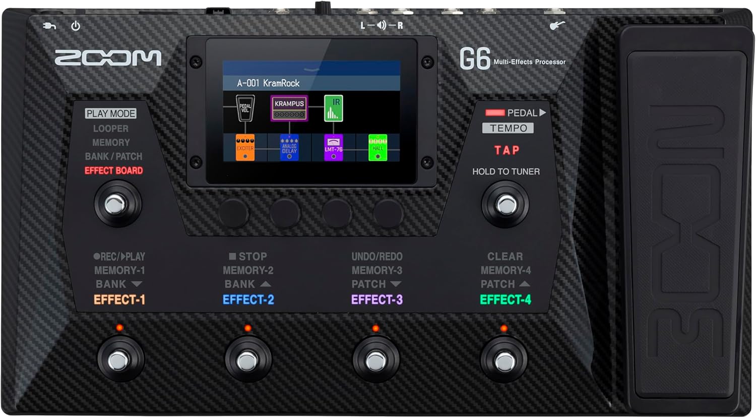 Zoom G6 Guitar Multi-Effects Processor with Expression Pedal, 100+ Effects, Amp Modeling & IRs, Looper, Touchscreen Display, and USB Audio Interface