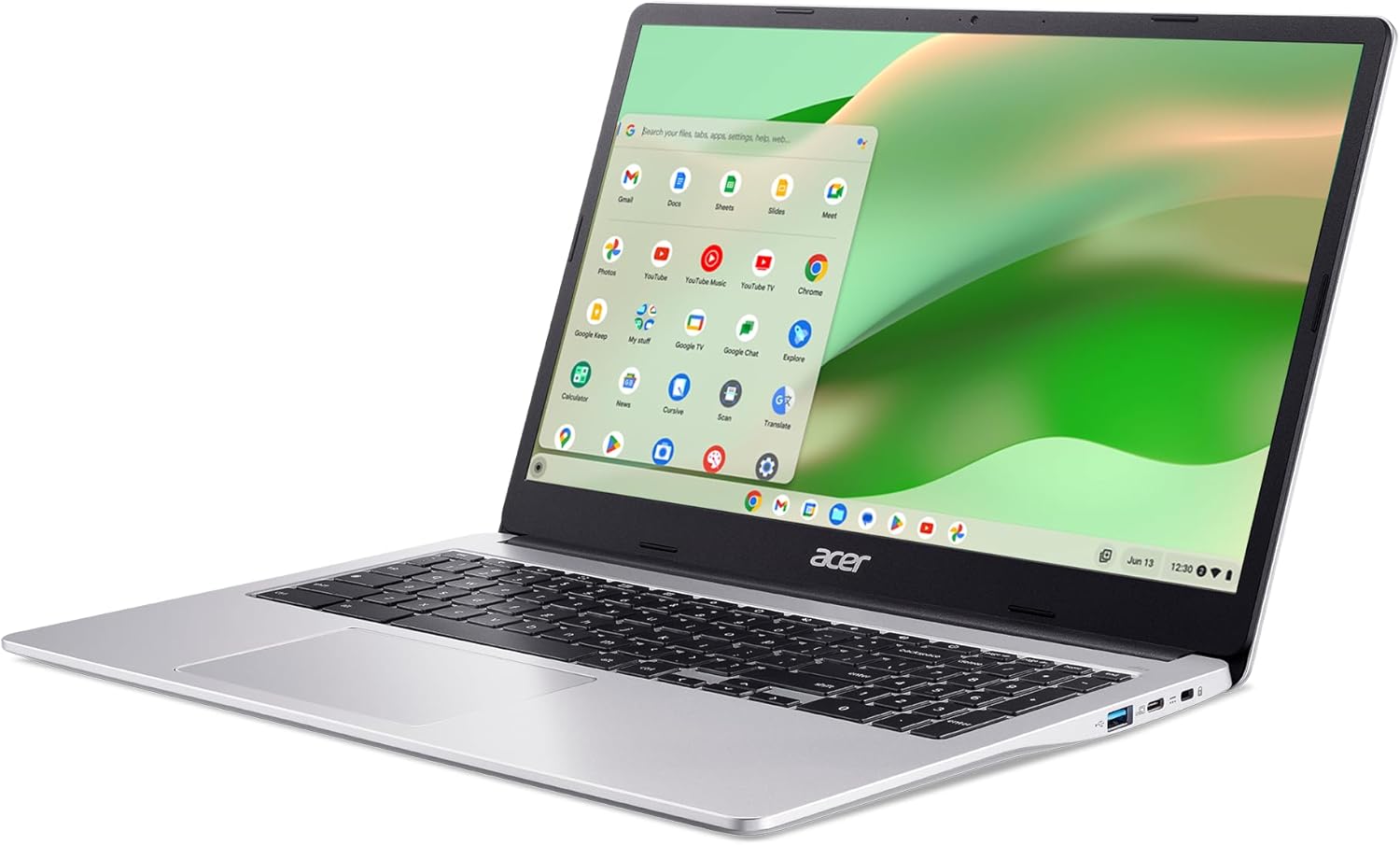 Acer Chromebook 315 Laptop, Celeron N4500, 15.6" Full HD IPS Display, 4GB LPDDR4X, 64GB eMMC, Wi-Fi 6, DTS Audio, USB Type-C, Chrome OS, CB315-4H-C8XU, Silver
