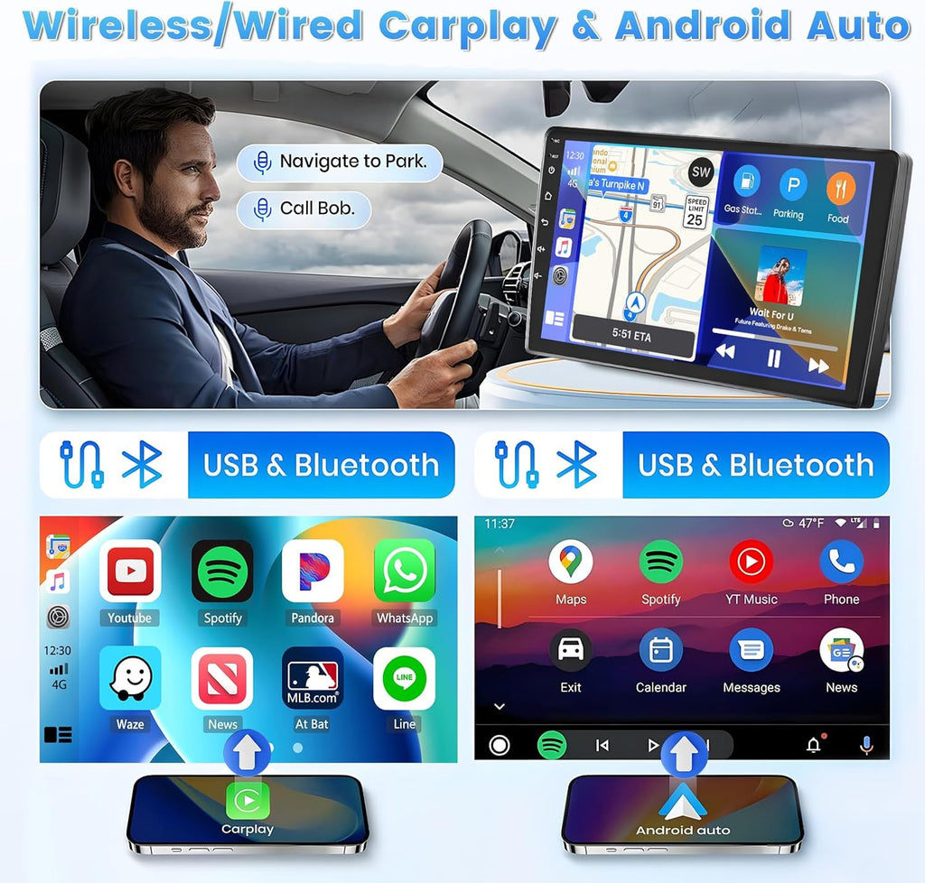 Roinvou 2+64G Android 9" Touch Screen for Hyundai Sonata 2009-2010 (Manual A/C) with Wireless CarPlay Android Auto WiFi Bluetooth GPS Navigation FM RDS Radio Backup Camera