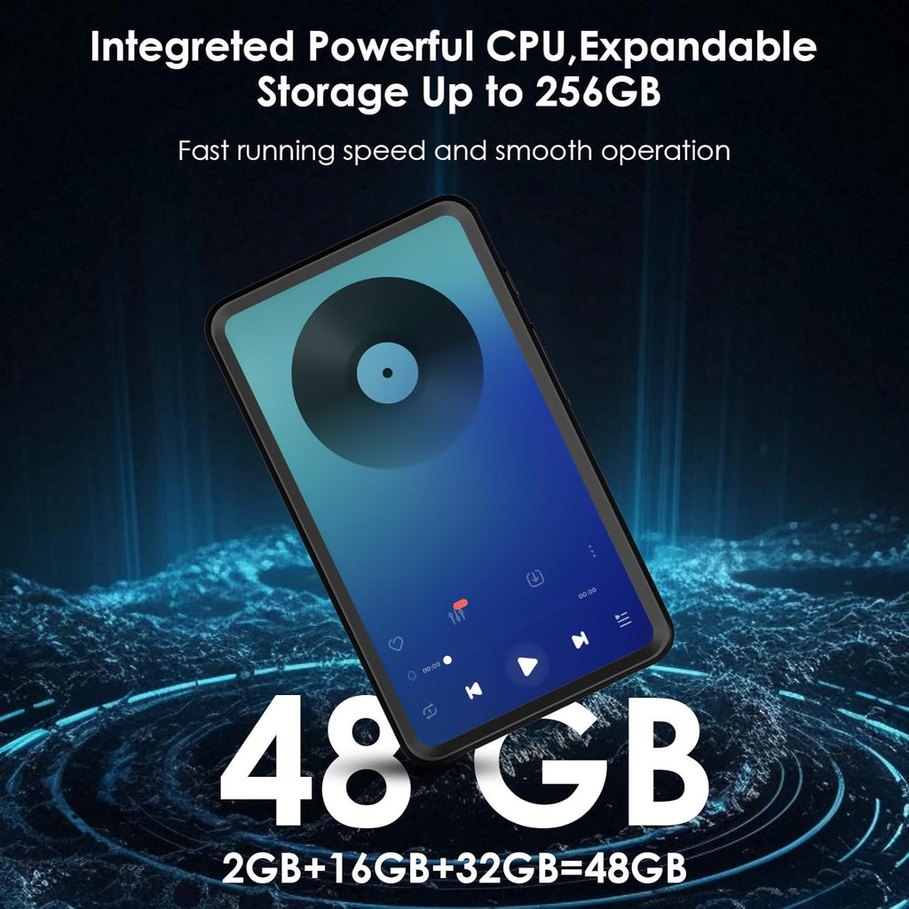80GB Hi-Fi Smart MP3 Player with Bluetooth 5.0 and WiFi, 4 Inch Full Touch Screen IPS LCD Music Player, Built-in Speaker, Black