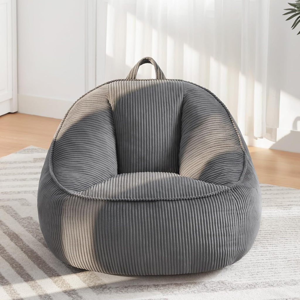 HUGHEAVEN Large Bean Bag Chairs for Kids,Bean Bag Chairs for Kids 8-12,Comfy Bean Bag Sofa with Back Support,Big Bean Bag Couch & Chair for Bedroom, Floor Sofa for Relaxing and Reading,Grey