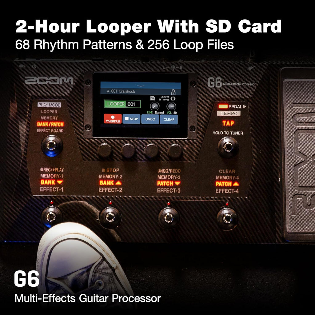 Zoom G6 Guitar Multi-Effects Processor with Expression Pedal, 100+ Effects, Amp Modeling & IRs, Looper, Touchscreen Display, and USB Audio Interface