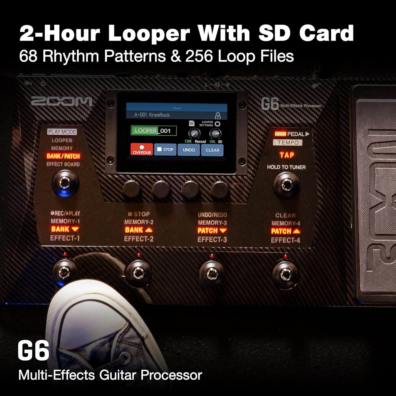 Zoom G6 Guitar Multi-Effects Processor with Expression Pedal, 100+ Effects, Amp Modeling & IRs, Looper, Touchscreen Display, and USB Audio Interface