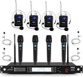 Pyle 8 Channel UHF Wireless Microphone System with 4 Handheld, 4 Lavalier & 4 Headset Microphones, 300 Ft Range & Rack Mount Receiver for Church, Conferences & Live Events