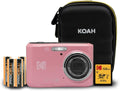 Kodak PIXPRO FZ45 Friendly Zoom 16MP 1080p Full HD Digital Camera (Pastel Pink) with 128GB SD Card, Compact Camera Case and Extra 4X AA Batteries Bundle (4 Items)