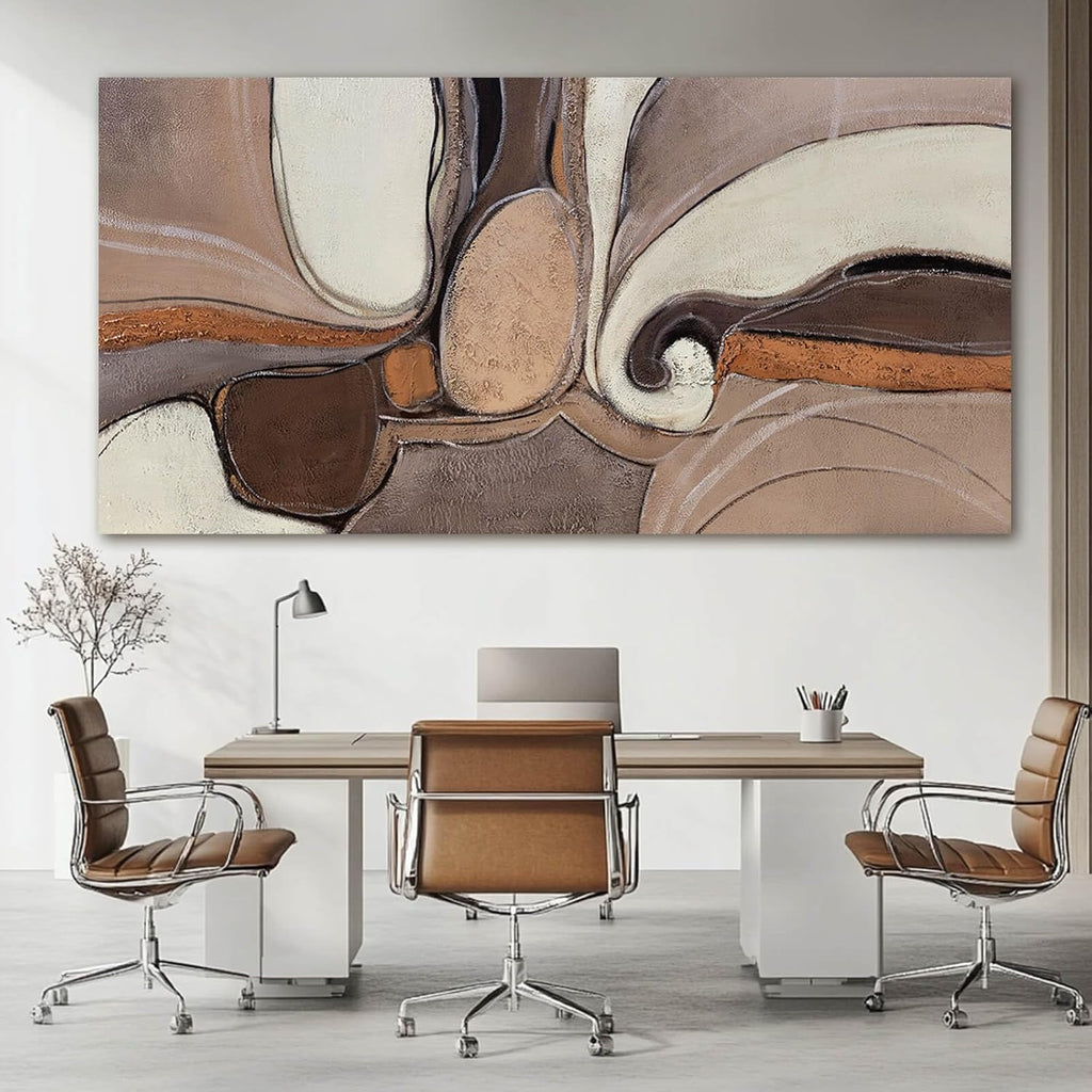 YETHEN WAL Large Neutral Abstract Wall Art Organic Swirl Home Decor Aesthetic Canvas Prints for Bedroom Entryway Living Room 29x58 Inch