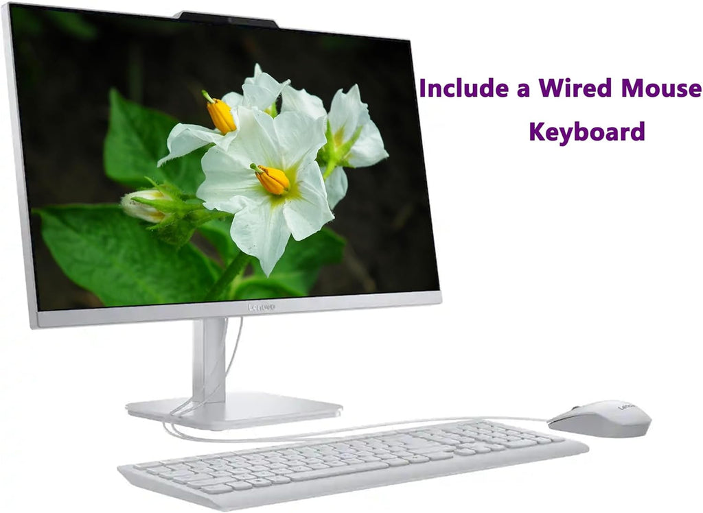 Lenovo A100 All in One Desktop Computer for Home Office, 23.8 Inch IPS FHD Display, Intel N100 Processor, 16 GB RAM, 512 GB SSD, Intel UHD Graphics, Wired Keyboard & Mouse, Windows 11 Pro, Accessories