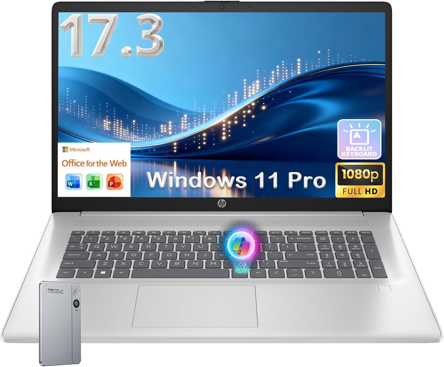 HP 17.3-inch Business Laptop 2026, Intel 10-Core i5-1334U, 12GB RAM, 512GB SSD, 17.3" FHD Anti-Glare Display, Backlit Keyboard, Fingerprint Reader, Wi-Fi 6, Windows 11 Pro, Business & Student Notebook