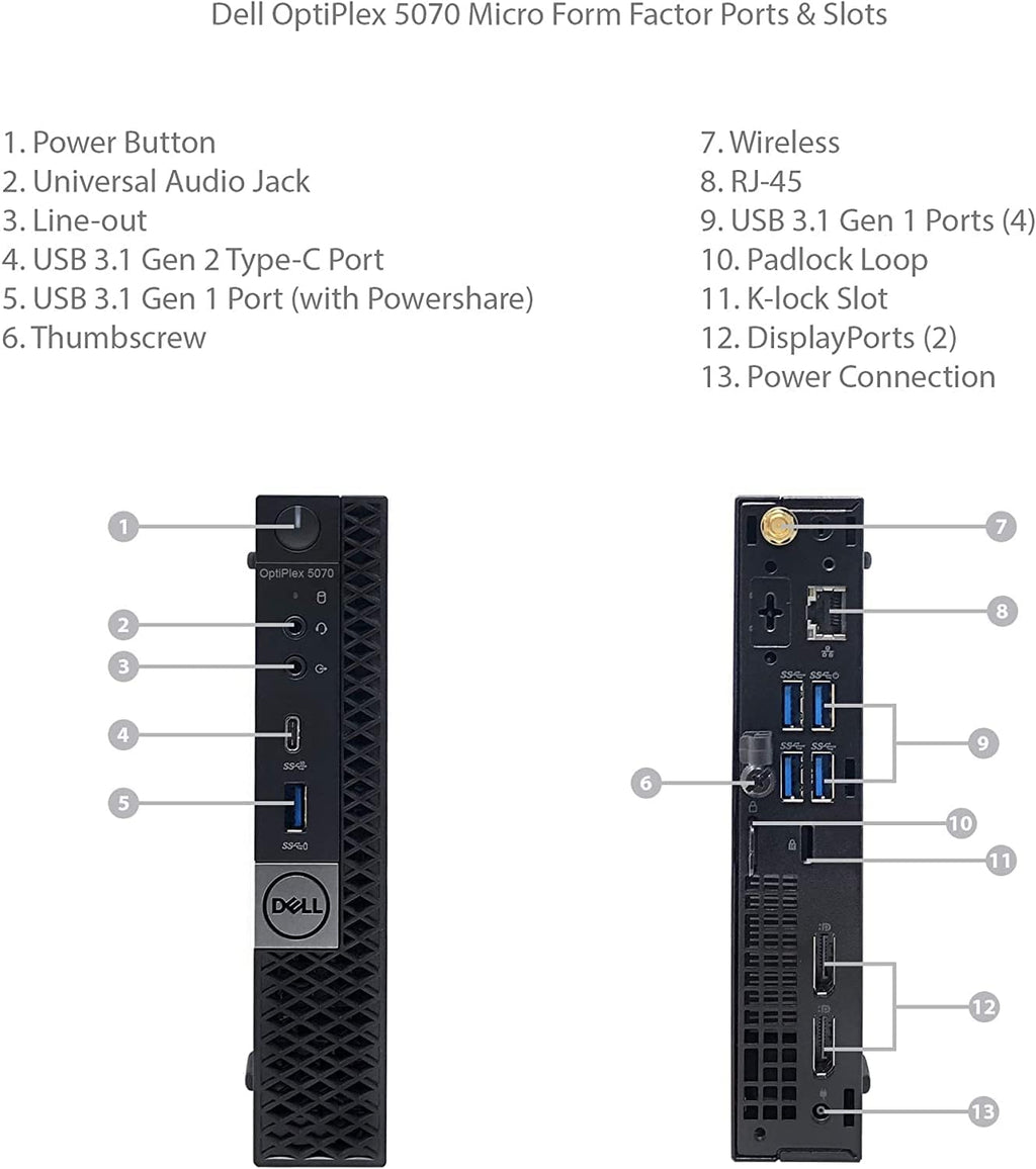 Dell Optiplex 5070 Micro Desktop PC Intel i5-9500T, 32GB DDR4 New 512GB M.2 NVMe SSD, WiFi BT HDMI New KB & Mouse Windows 11 Pro (Renewed)