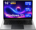 Laptop 16-inch , 8GB DDR 256GB SSD portable laptop computer, expandable to 1TB, Pentium quad-core CPU up to 2.64 GHz, 9000mAh battery, interface, USB3.0 interface, dual-band WiFi, webcam, slim laptops
